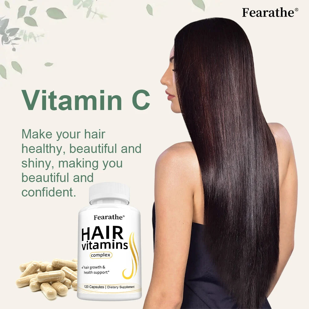 Fearathe Hair Multivitamin Capsules – Biotin, A/B12/C/D/E Hair Supplement Capsules Qst
