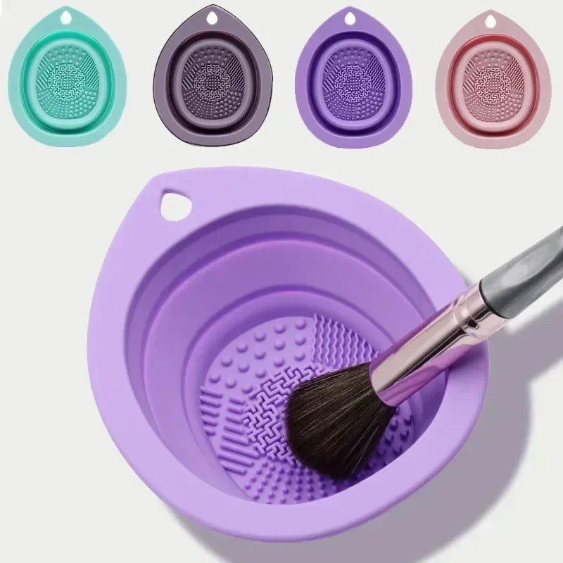 Silicone Makeup Brush Cleaner Scrubber Mat & Washing Bowl Makeup Brush Cleaner Qme