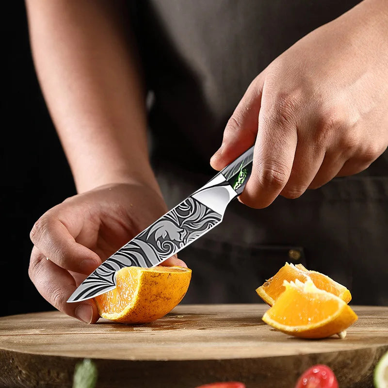 InLeung Damascus Chef Knife – Sharp 5Cr15 Steel, Resin Handle Chef Knife Qst