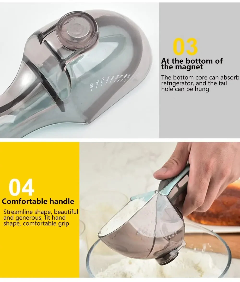 Adjustable Measuring Cups & Spoons Set with Magnetic Clip Measuring Cup Set Qme