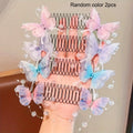 Cute Invisible Butterfly Hair Clip U-Shaped Stretchable Butterfly Hair Clip Qme Random color 2pcs