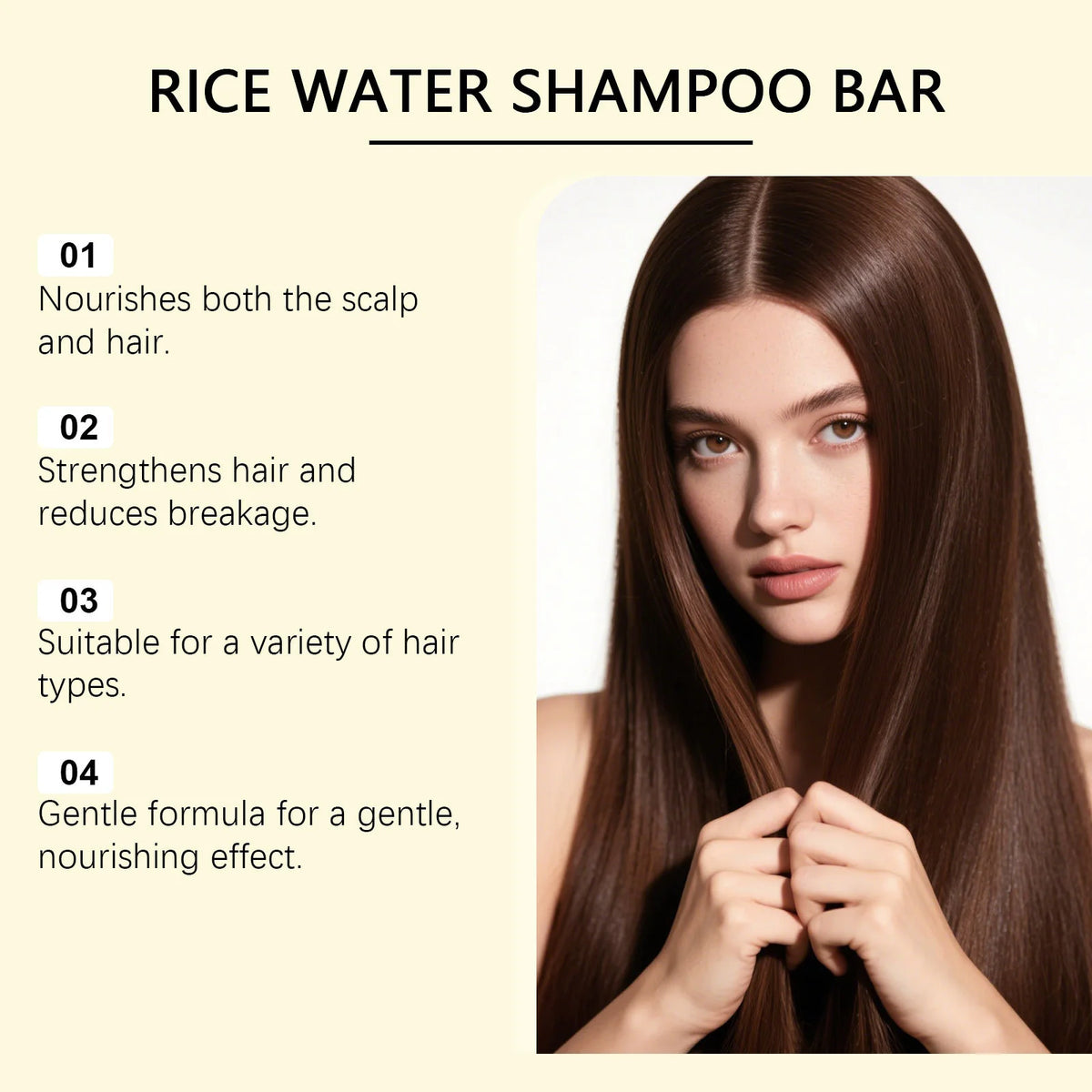 HOEGOA Rice Shampoo Soap Bar – Smooth, Nourish & Strengthen Hair Shampoo Bar Qst