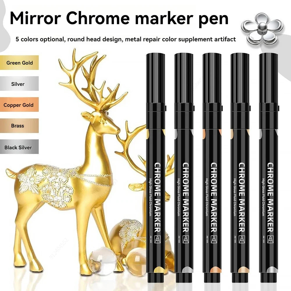 Mirror Chrome Metallic Markers – Waterproof Paint, Rock & Ceramic Metallic Paint Markers Qme
