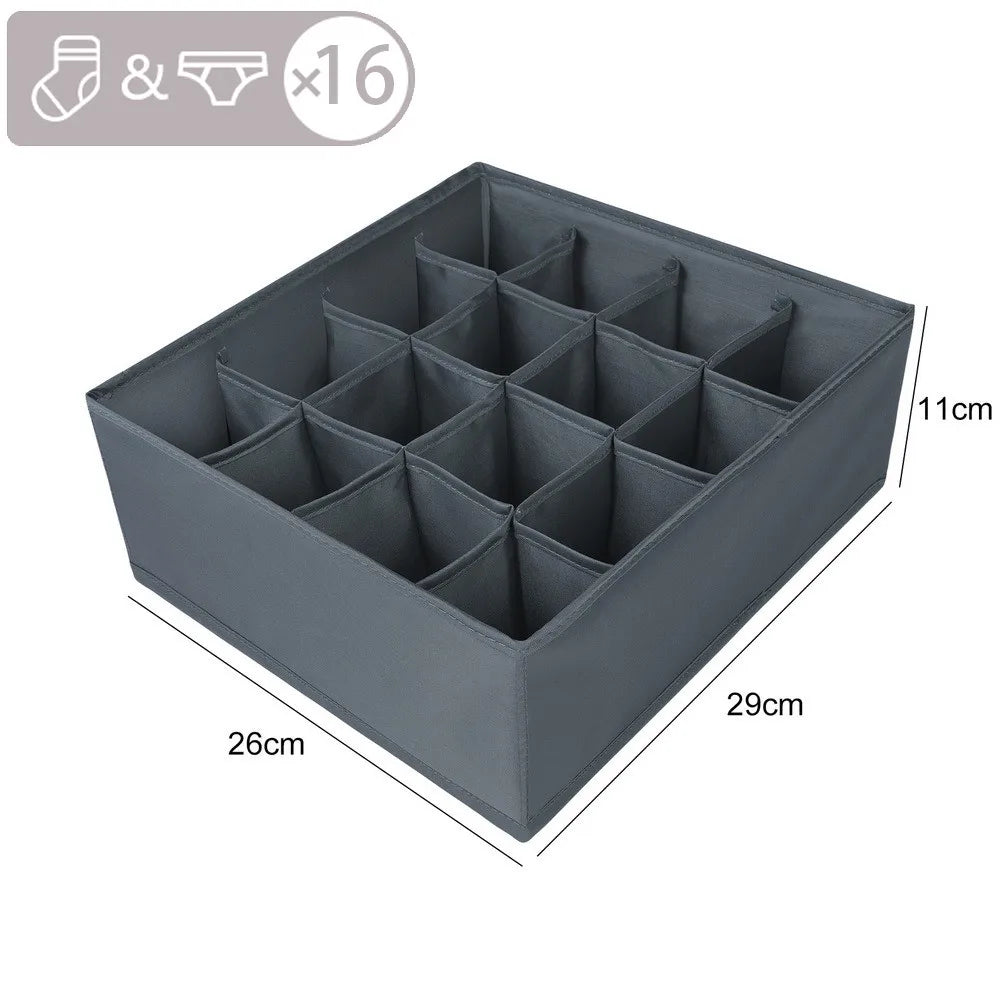Drawer Organizer for Socks, Underwear, Bras & Ties Drawer Organizer Qme gray 16 grids