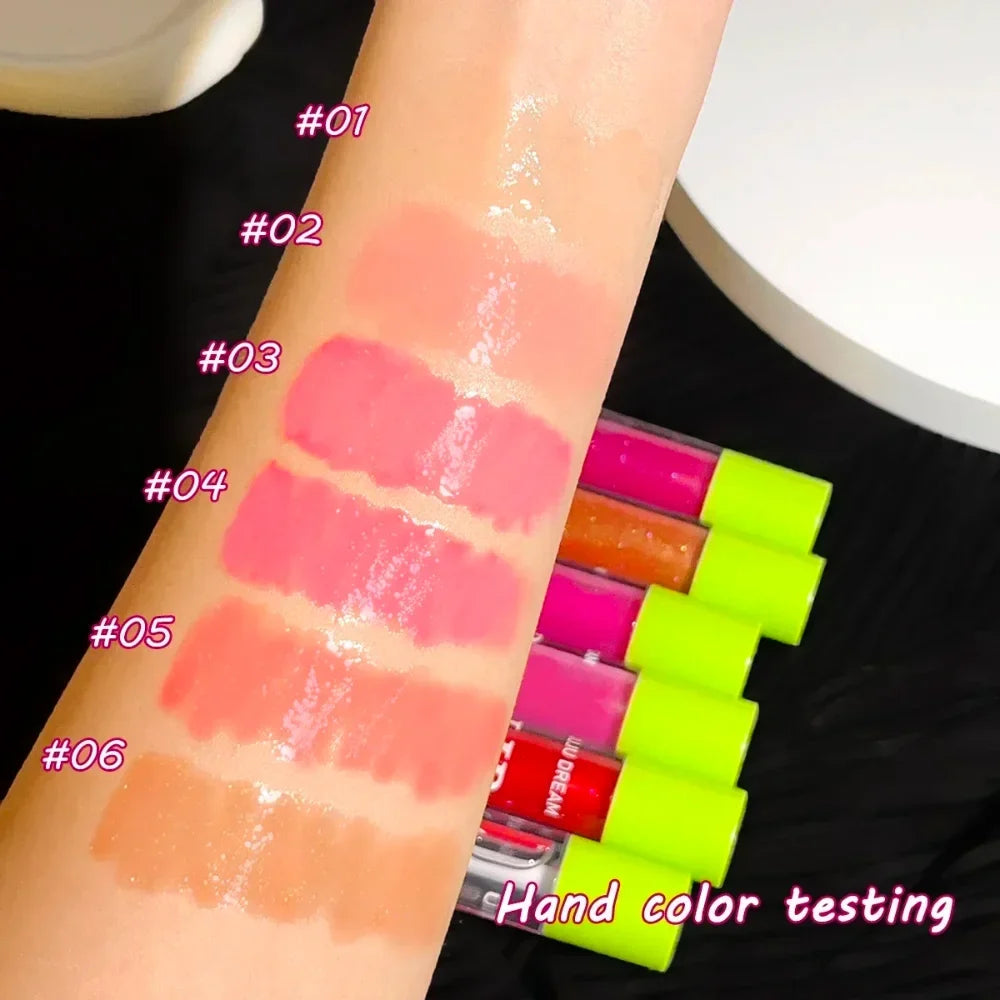 Tinted Lip Oil Gloss – 6 Colors, Moisturizing & Waterproof Tinted Lip Gloss Qme