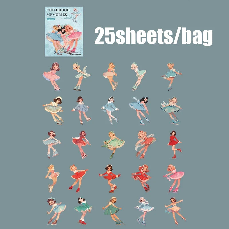 30 Sheets Vintage Character Stickers for DIY Scrapbooking Decorative Sticker Sheets Qme 4