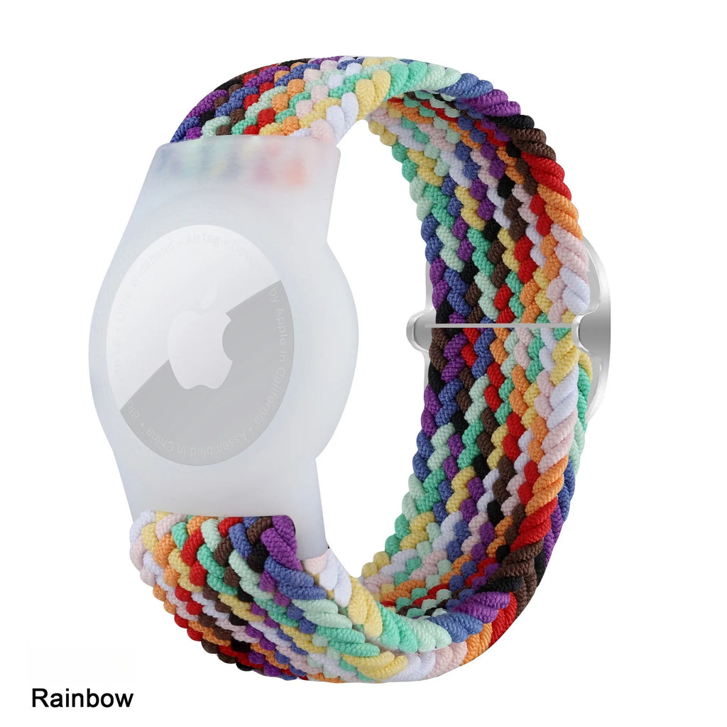 Apple AirTag Nylon Strap & Scratch-Resistant TPU Cover AirTag Strap & Cover Qme official rainbow