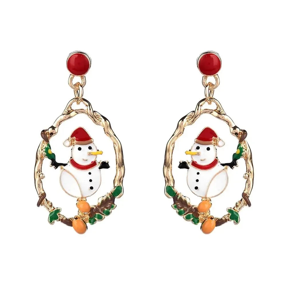 Christmas Snowflake & Hat Tassel Dangle Earrings | 5 Colors Dangle Earrings Qme YellownSnowMan