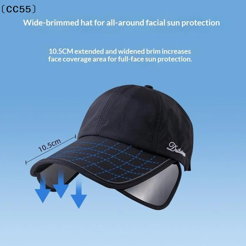 Women's Wide Brim Ponytail Sun Hat – Lightweight UV Cap Wide Brim Sun Hat Qst