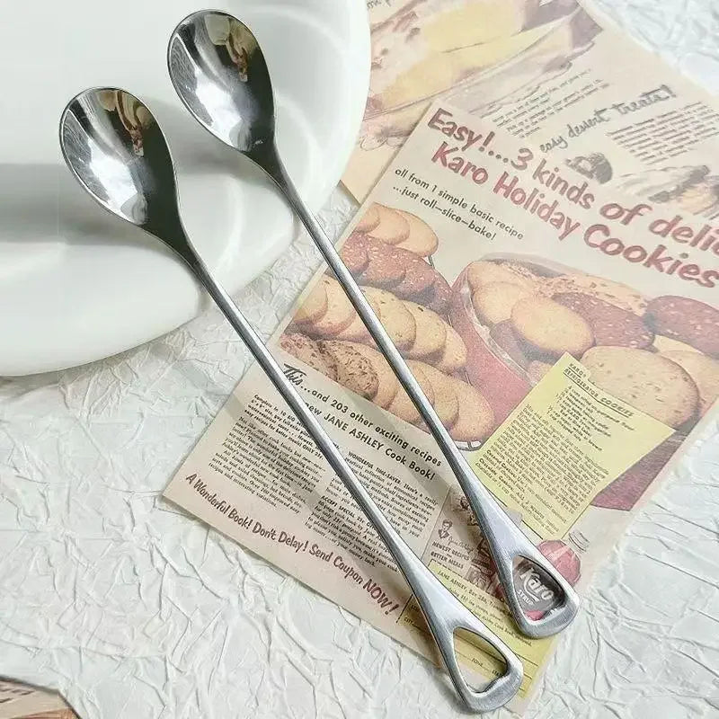 Stainless Steel Long Handle Spoon – Coffee, Tea & Dessert Long Handle Spoon Qme