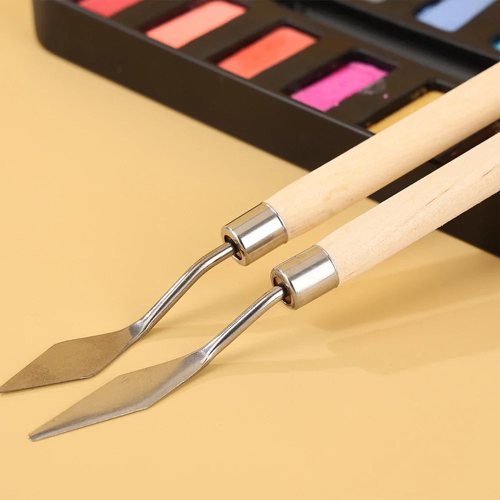 Palette Knife Set – Stainless Steel Blade & Wood Handle Art Tool Palette Knife Set Qme