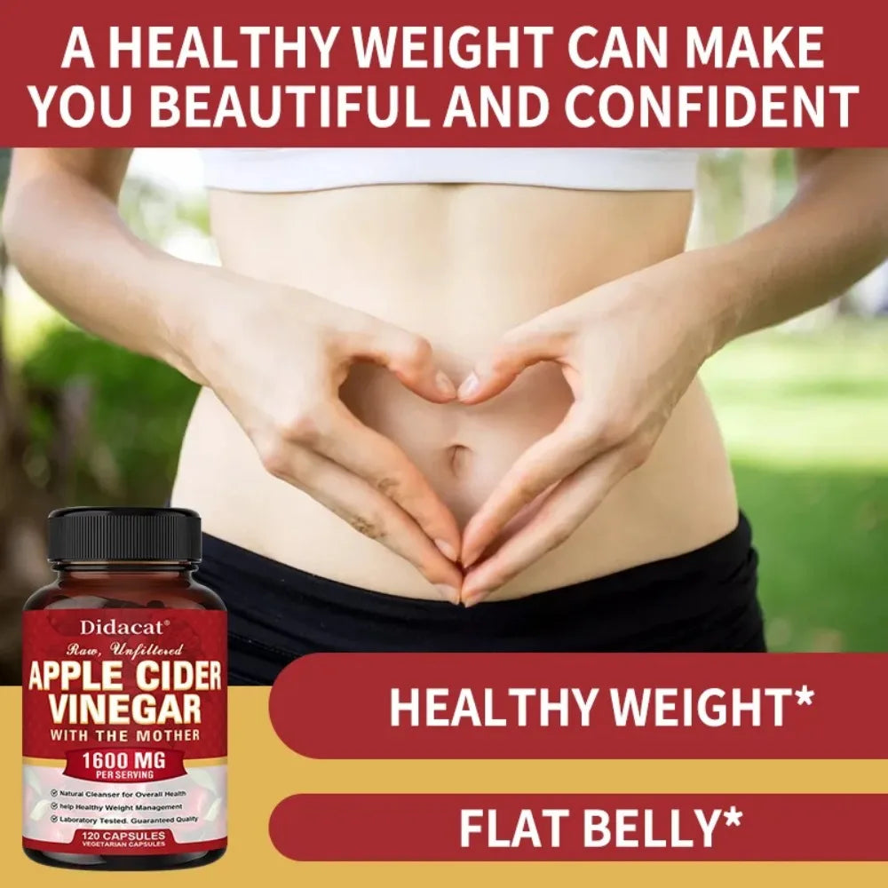 Apple Cider Vinegar Capsules 1600mg – Digestive Support Dietary Supplement Qst