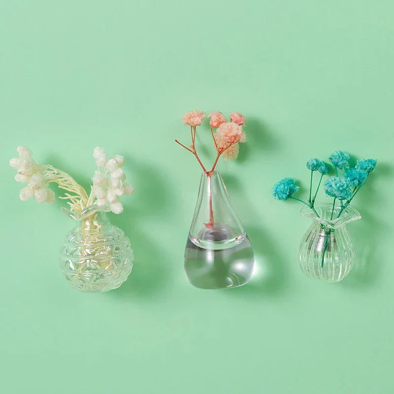Mini Glass Vase Fridge Magnet with DIY Porcelain Flowers Decorative Fridge Magnet Qme