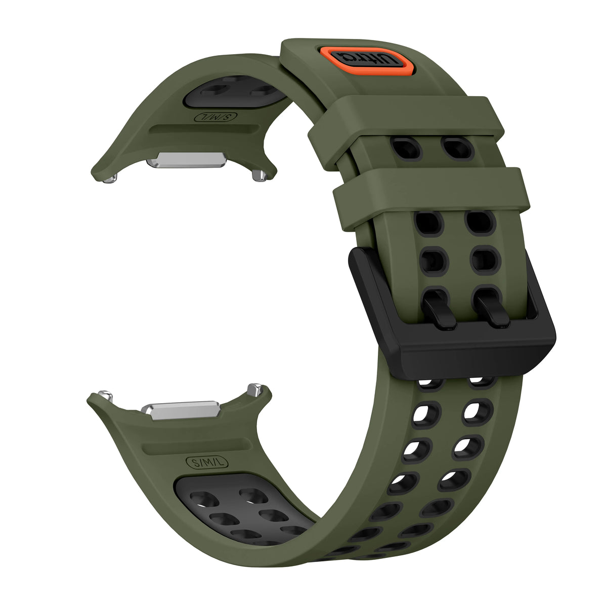 Silicone Sport Band for Samsung Galaxy Watch Ultra 2 – 11 Colors Silicone Watch Band Qme AGreen Black-B Galaxy watch Ultra