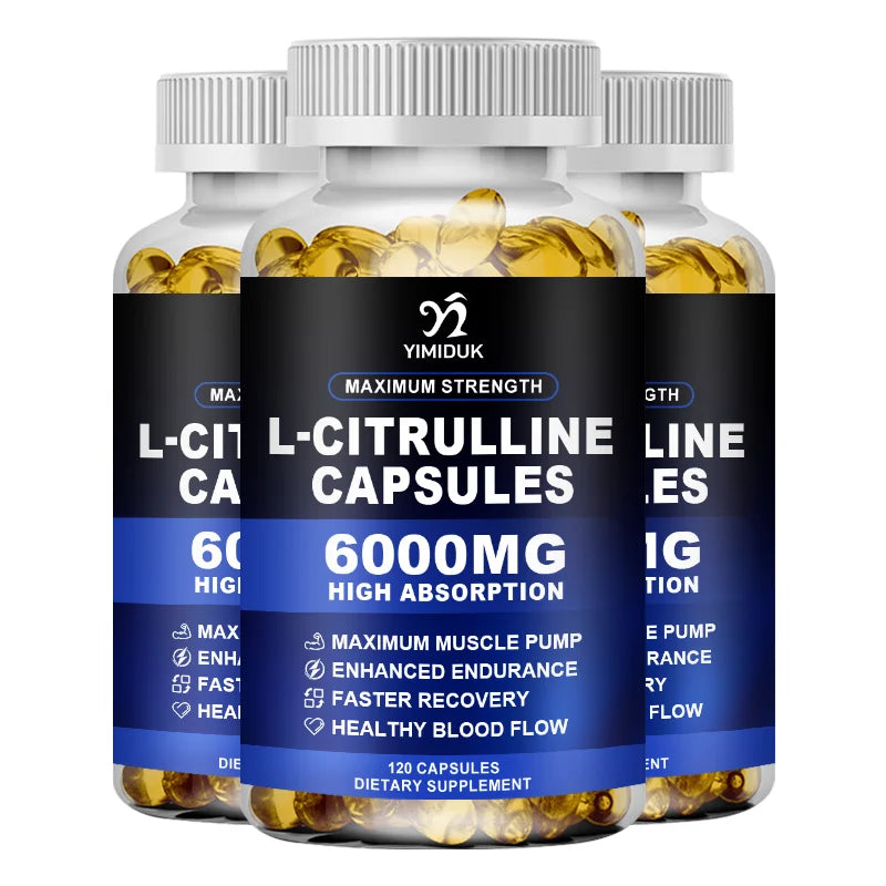 L-Citrulline 6000mg Capsules – Endurance & Muscle Support Sports Nutrition Supplement Qst 120pcs - 3 BOX