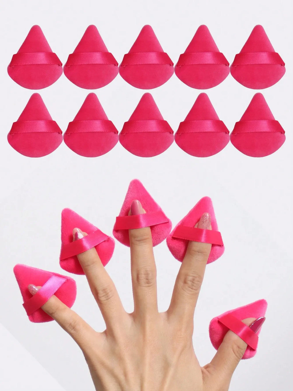 Triangle Velvet Powder Puff Makeup Blender Sponges 10pc Makeup Blender Sponge Qme rose