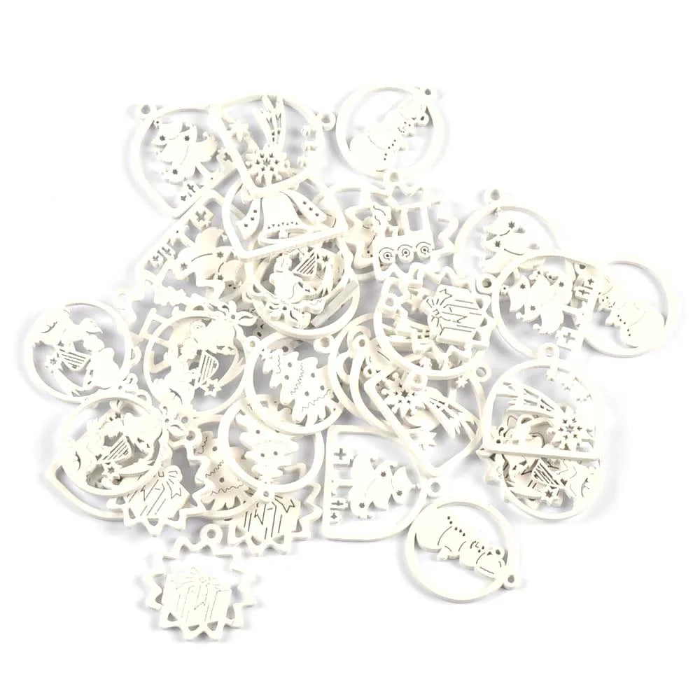 White Wooden Bell Christmas Tree Ornaments – DIY Craft Pendants Christmas Ornaments Qme