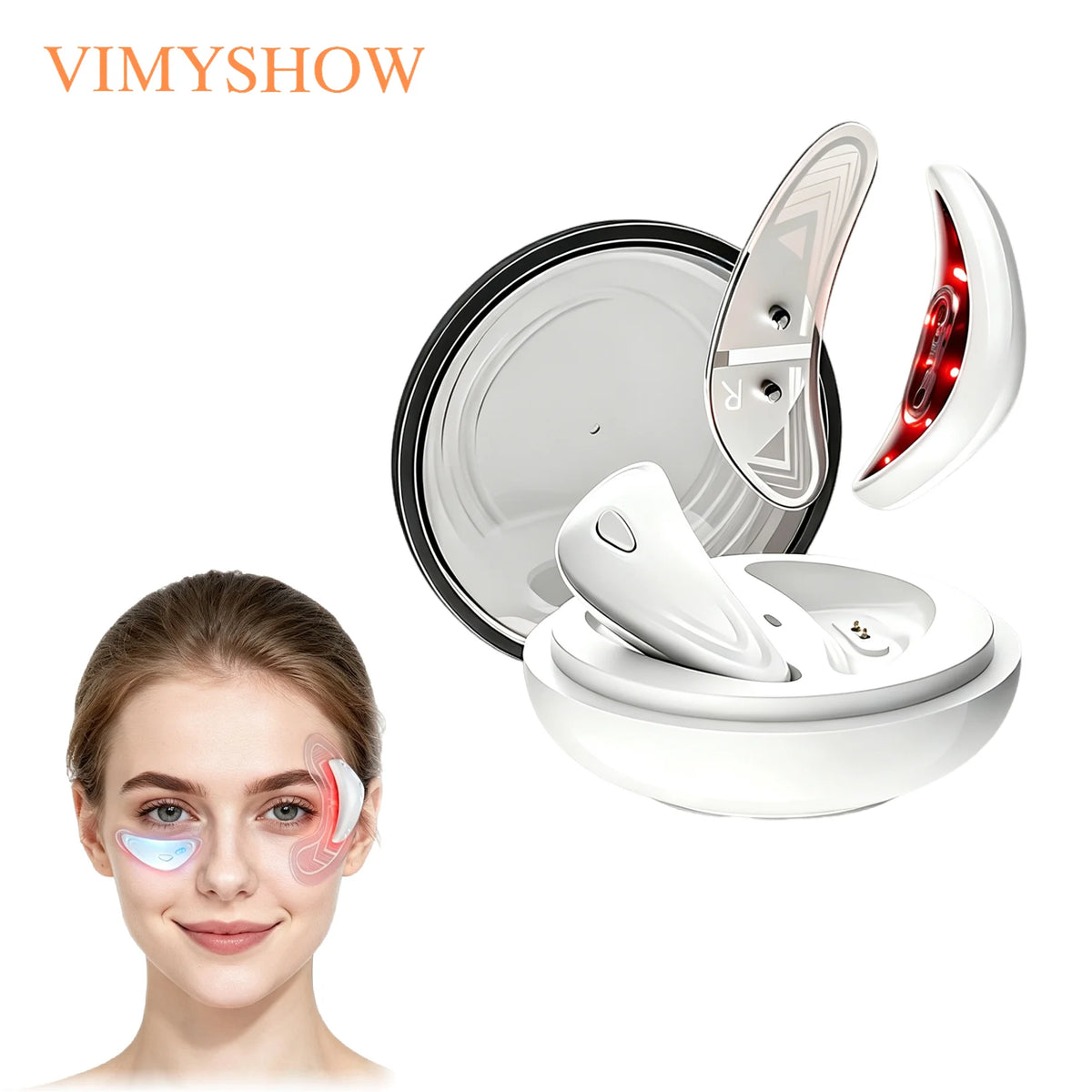 VIMYSHOW Red Light Under Eye Massager – Microcurrent Device Eye Massager Device Qst
