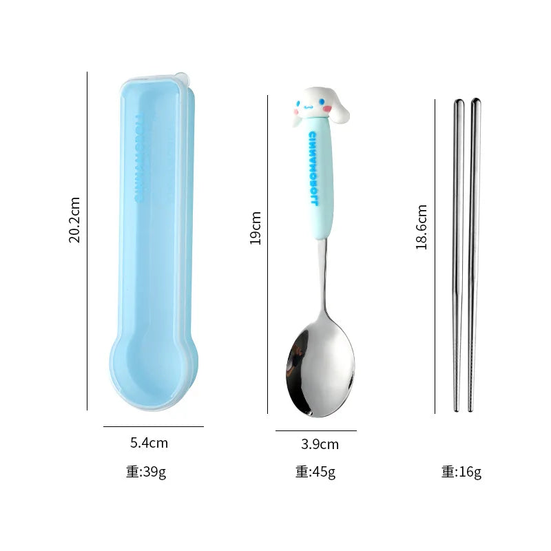 Hello Kitty Kuromi Spoon & Chopsticks Portable Cutlery Set Portable Cutlery Set Qme 2
