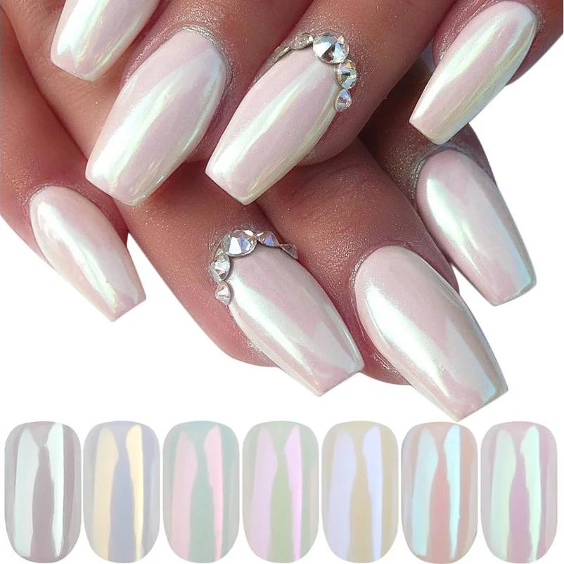6-Bottle Aurora Nail Art Glitter Powder Magic Mirror Set Nail Art Glitter Powder Qme