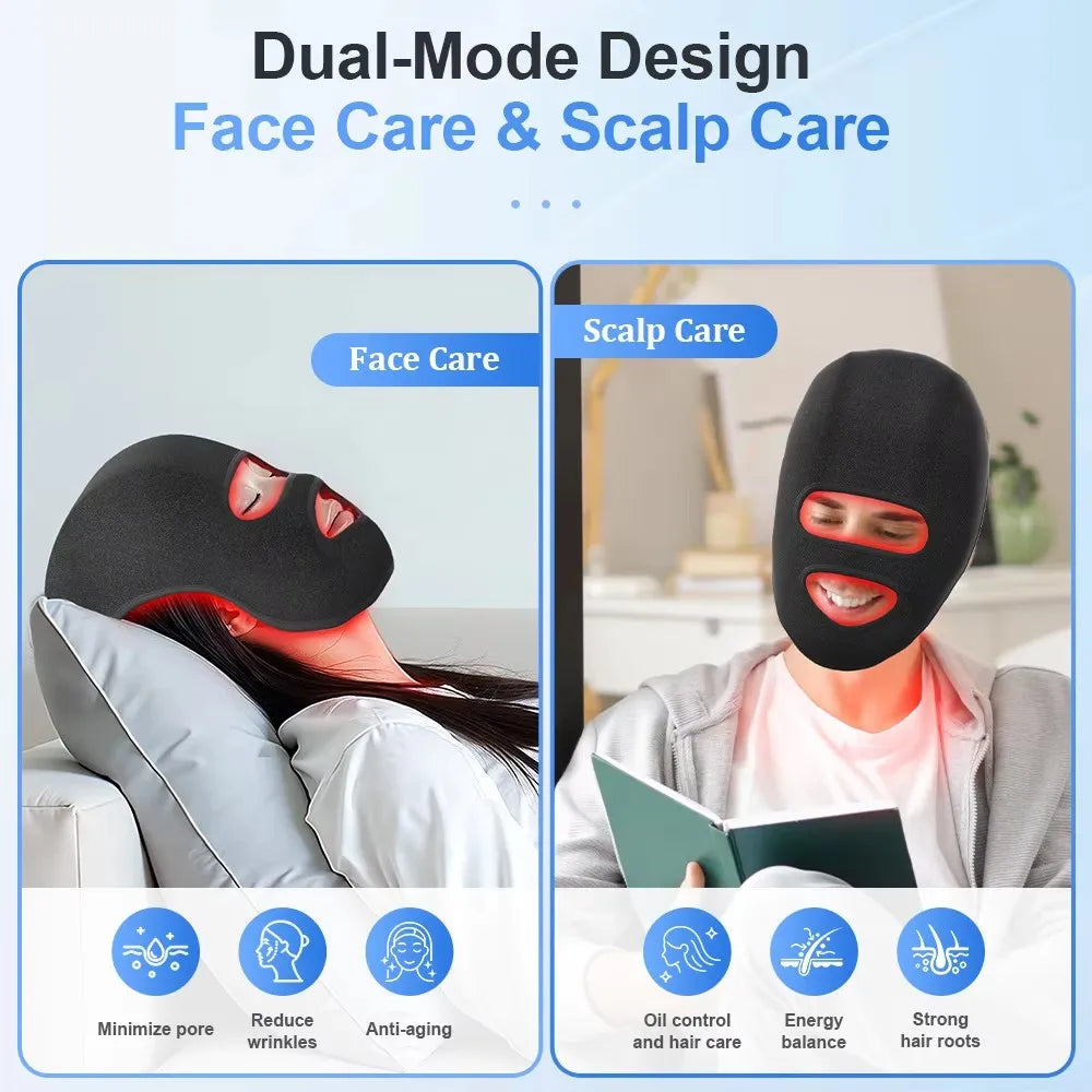LLLT LED Hat & Face Mask 4-Color 660nm 850nm Hair & Skin Care LED Light Therapy Hat Qst