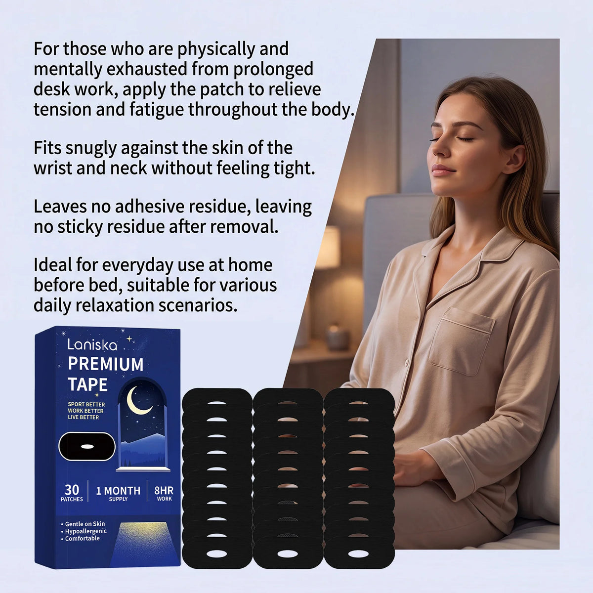 Laniska Sleep Mouth Tape 30 Pcs – Nasal Breathing Aid Sleep Mouth Tape Qst
