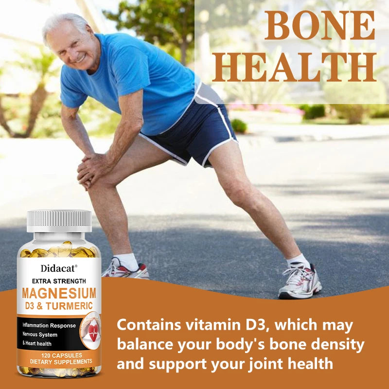 Calcium Magnesium Vitamin D3 & Turmeric Capsules – 60ct Vitamin Supplement Qst