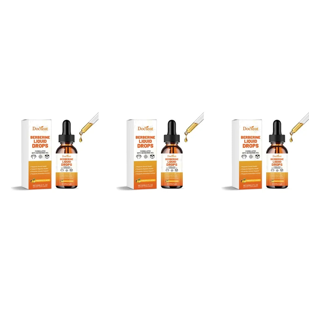 Docteat Berberine HCl Liquid Drops – Ceylon Cinnamon 60ml Liquid Supplement Drops Qst 3 Bottles 180 ml