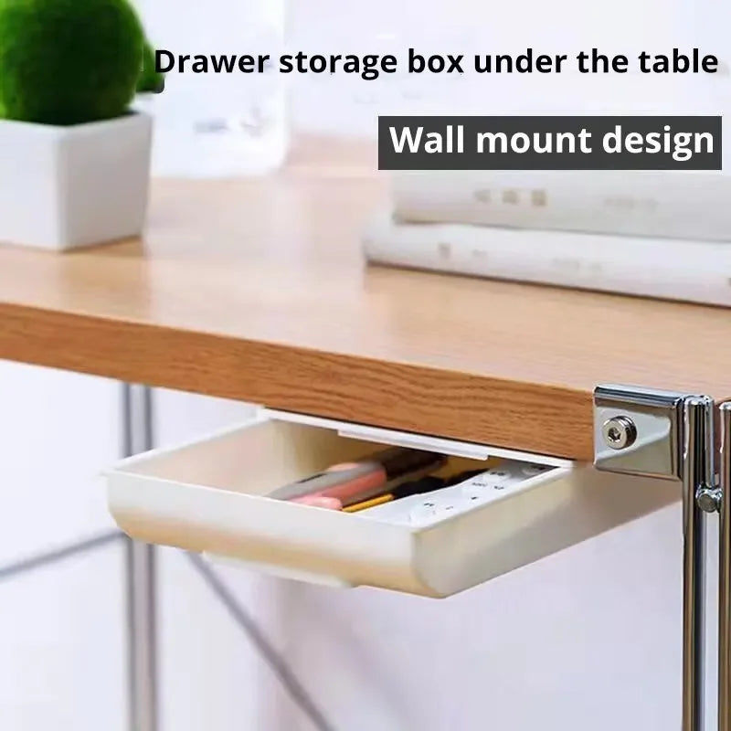 Self-Adhesive Under-Desk Drawer Storage Box – Pencil & Makeup Tray Under-Desk Drawer Organizer Qme