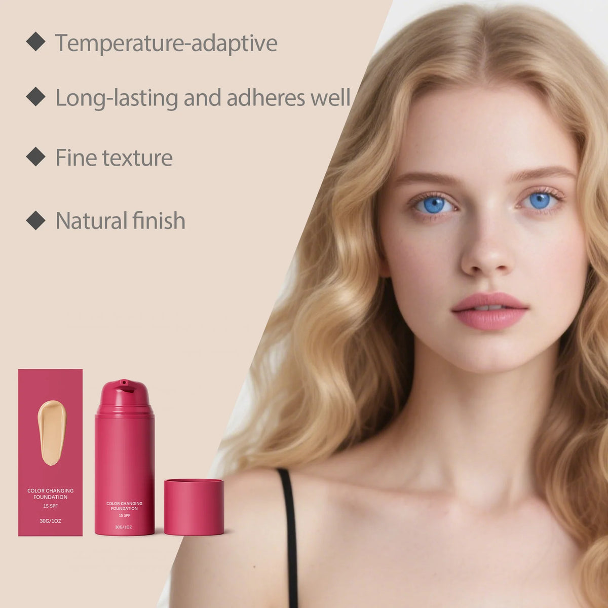 30g Color-Changing Foundation – Moisturizing Glowing Finish Face Foundation Qst
