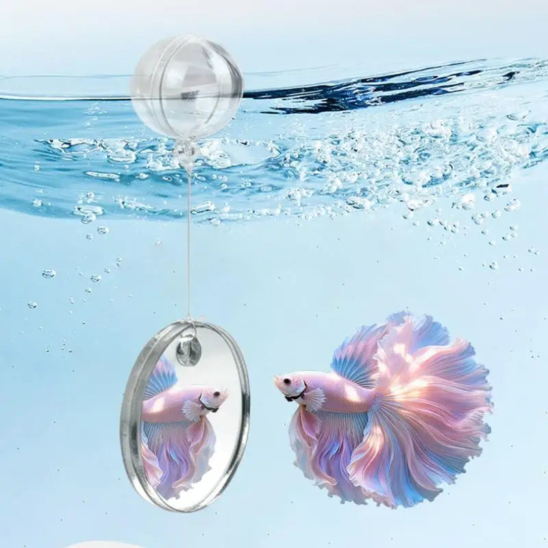 Floating Acrylic Betta Fish Mirror – Double-Sided Tank Toy Aquarium Fish Mirror Qst