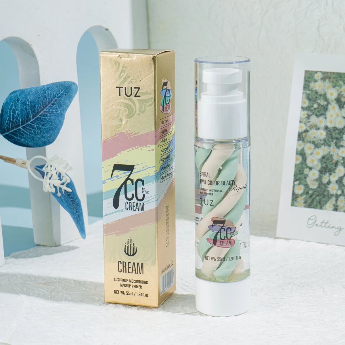TUZ 3-in-1 Makeup Primer, Barrier Cream & Concealer – 55ml Makeup Primer Qst Green and Nude