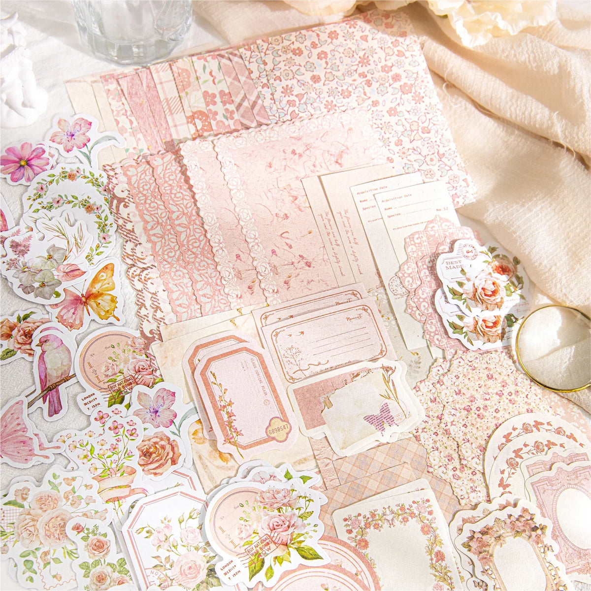 Vintage Watercolor Floral Botanical DIY Decor Paper | 4 Colors Decorative Craft Paper Qme
