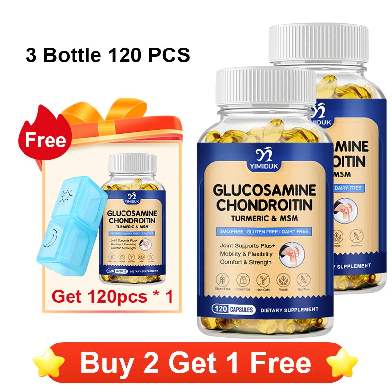 YIMIDUK Glucosamine Chondroitin MSM Supplement | Joint Mobility Joint Supplement Qst 3 x 120pcs Improve