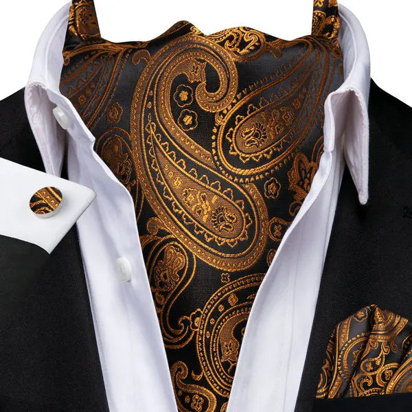 Men's Paisley Cravat Ascot Set with Cufflinks & Handkerchief Cravat Ascot Set Qme LDAS1148