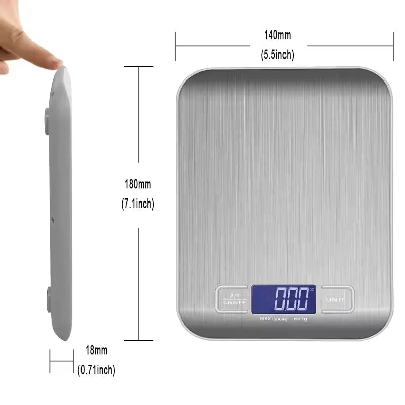 Digital Kitchen Scale LED Display Stainless Steel 10kg Digital Kitchen Scale Qme