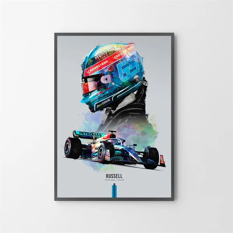 Watercolor F1 Racing Driver Helmet Canvas Print Wall Art Canvas Wall Art Qst