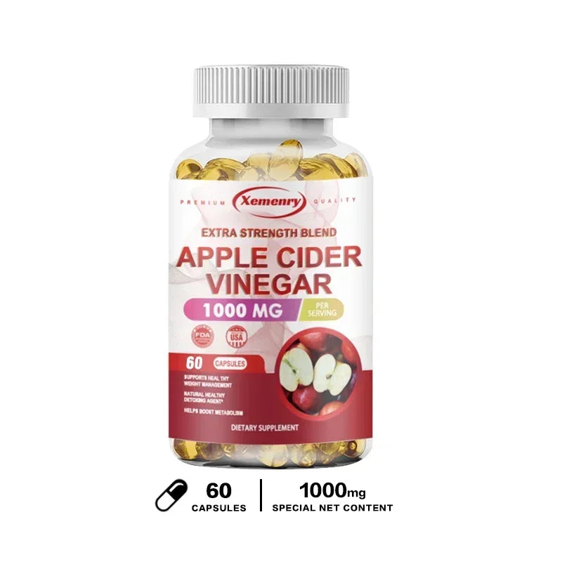 Xemenry Apple Cider Vinegar Capsules 1000mg – Weight Management Wellness Capsules Qst 60 Capsules