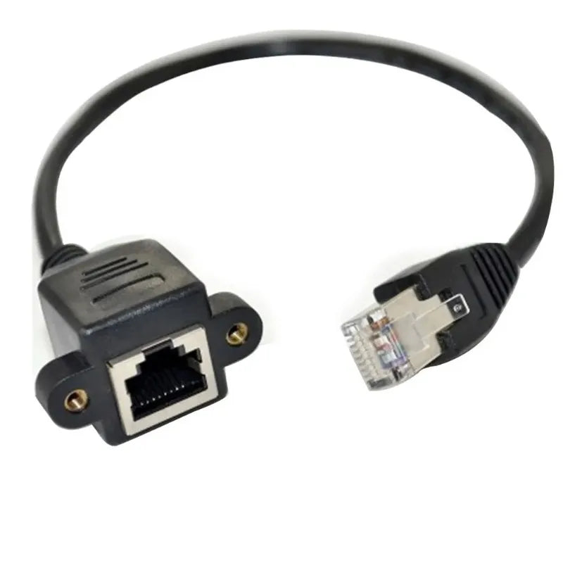 RJ45 LAN Extension Panel Mount Cable – Male to Female Screw Network Panel Connector Qme