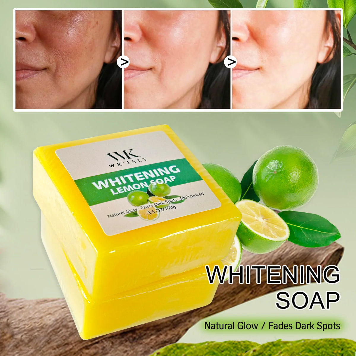 WK'JALY Lemon Brightening Soap – Glutathione & Shea Butter Brightening Bar Soap Qst