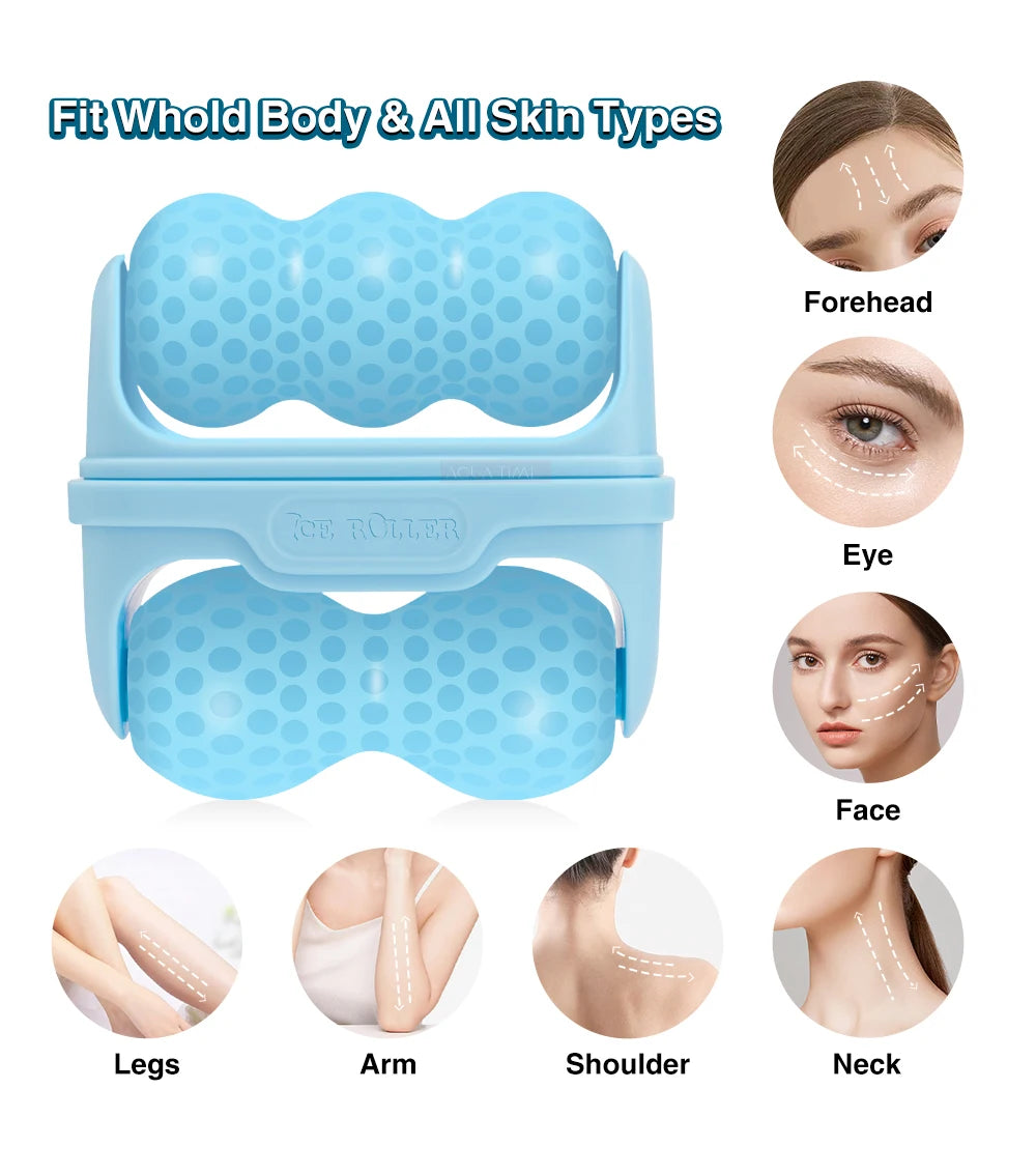 Hello Face S30 Ice Roller – 2 Freezable Heads, Face & Body Facial Ice Roller Qst