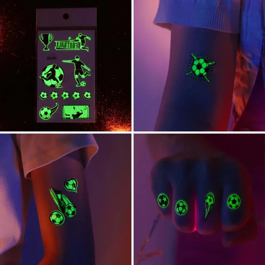 Glow-in-the-Dark Football Temporary Tattoo Stickers – 10 Sheets Temporary Tattoo Stickers Qme