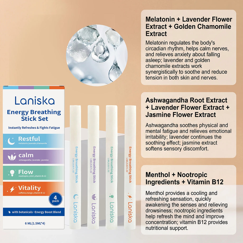 Laniska Portable Herbal Inhaler Stick – Natural Plant Extract Herbal Inhaler Stick Qst