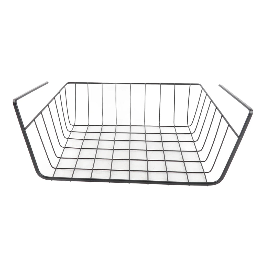 Under Shelf Wire Basket – Large Capacity All-Metal Storage Under Shelf Basket Qme L black