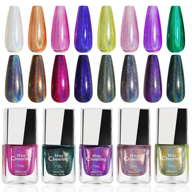 Holographic Multichrome Nail Polish – Rainbow Glitter Lacquer Holographic Nail Polish Qme