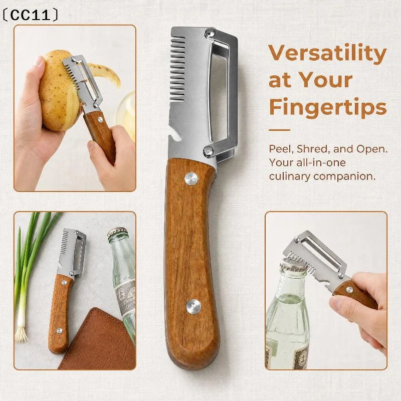 3-in-1 Stainless Steel Serrated Vegetable Peeler & Slicer Vegetable Peeler Qme