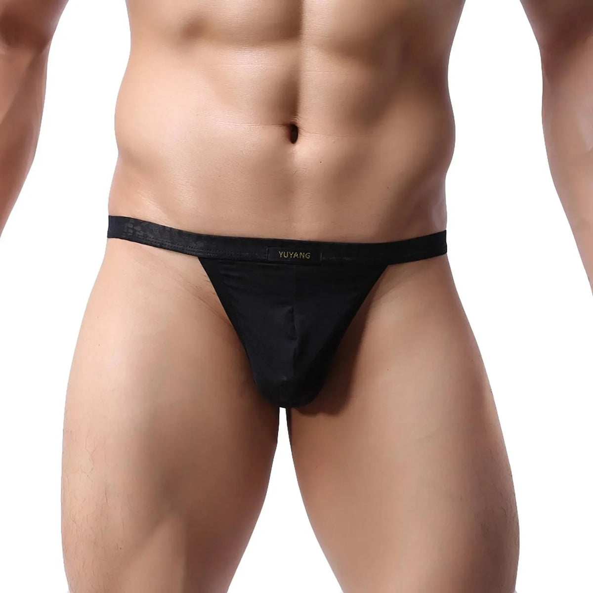 Men's Breathable G-String Thong Underwear – Quick Dry Elastic Men's Thong Underwear Qme Black L