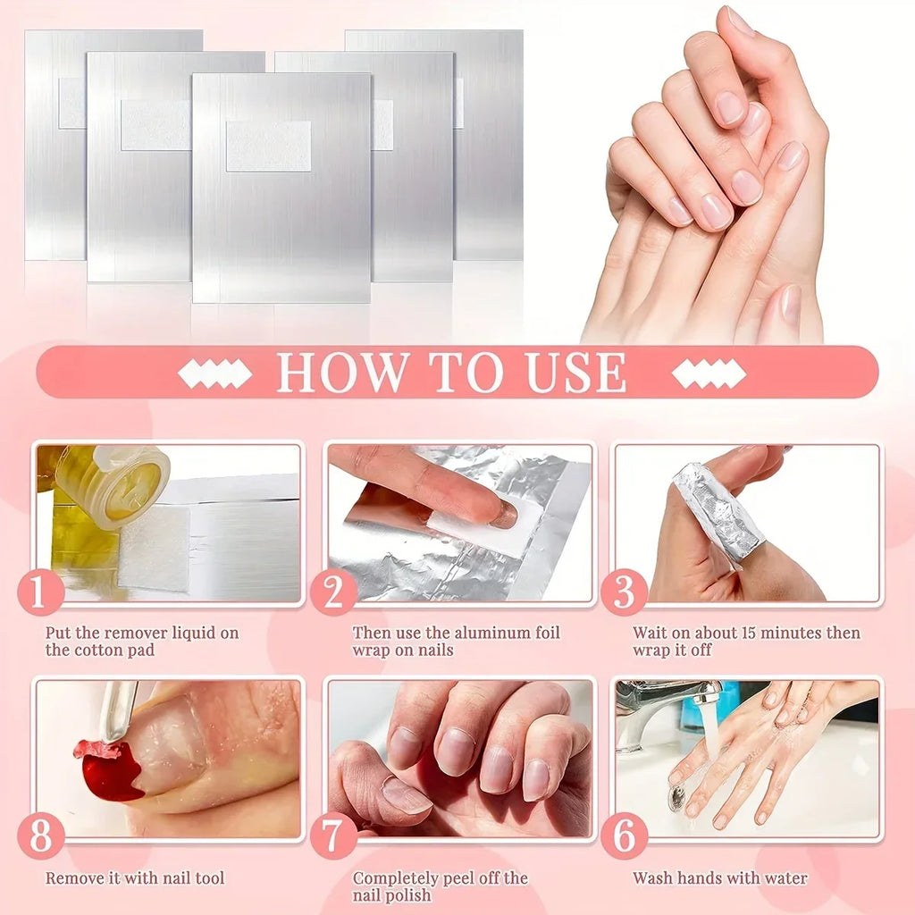 Nail Studio Aluminum Foil Sheets & Absorbent Pads Gel Remover Gel Polish Remover Kit Qme
