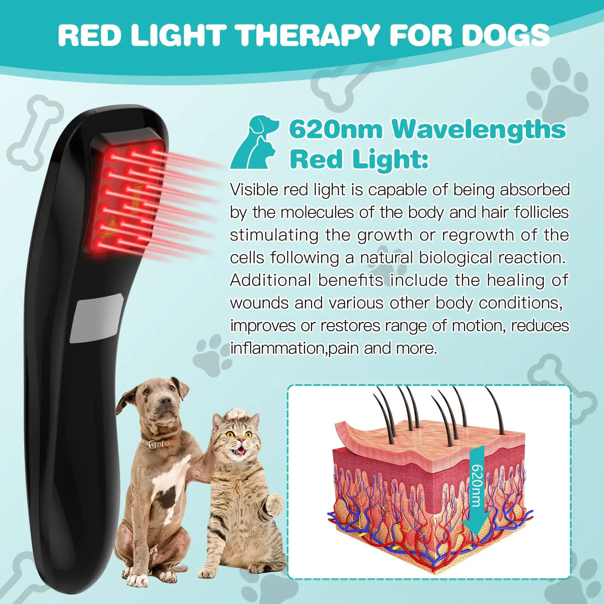 Pet Red Light Therapy Device – Dog & Cat Muscle & Wound Care Pet Light Therapy Device Qst