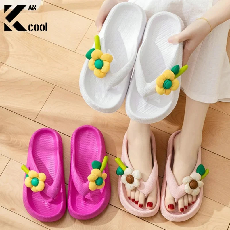 Handmade Flower Platform Flip-Flops | Cloud Soft Slippers Platform Flip-Flops Qme